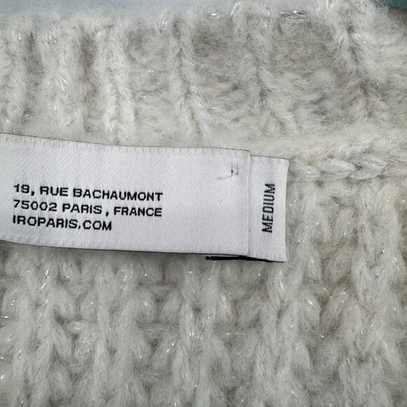 IRO Vesna Metallic Wool Blend Open Cardigan In Off White pale gray SIZE Medium s - Picture 3 of 13